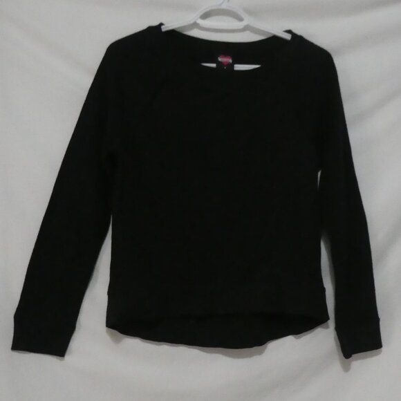 HARD CANDY | medium | Black Crewneck Sweatshirt With Reverse Textured Sleeves - Picture 1 of 14